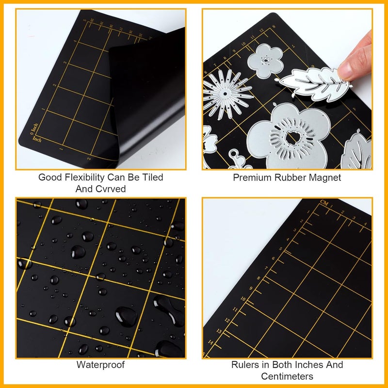 Copkim 4 Shims 6'' x 9" Magnetic Shim with Card Size Grids Die Cutting Machine Accessories Black Embossing Machine Pads for Die Cutter - Image 3